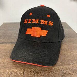 Simms Chevrolet Hat Cap Black‎ Orange Embroidered One Size Fits All
